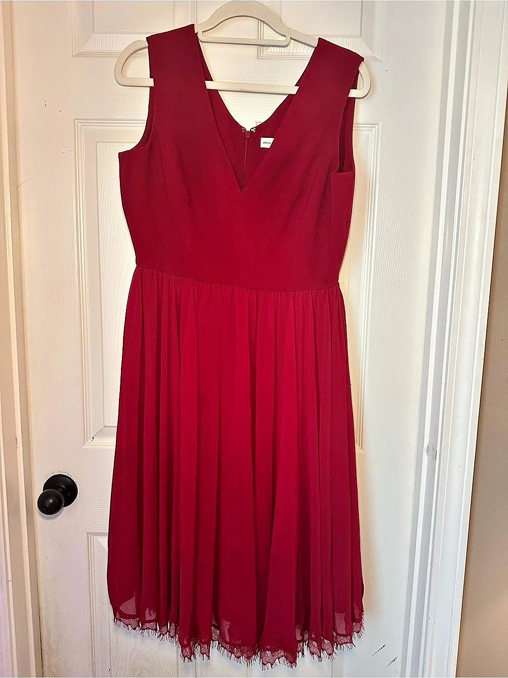 Dress the Population Alicia Mixed Media Midi Dress Red XL